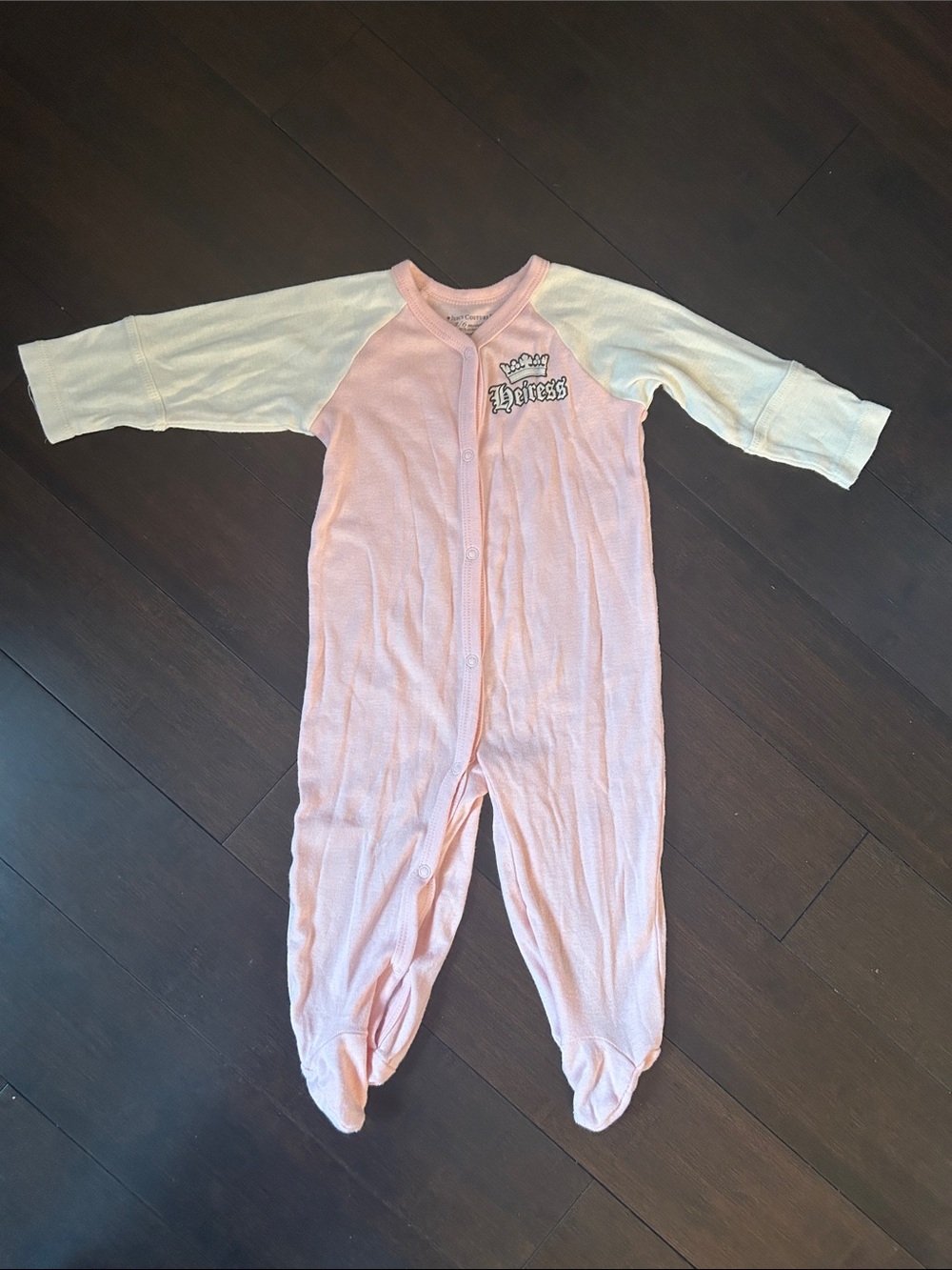 Juicy Couture Pink and Cream Heiress Footed One-Piece